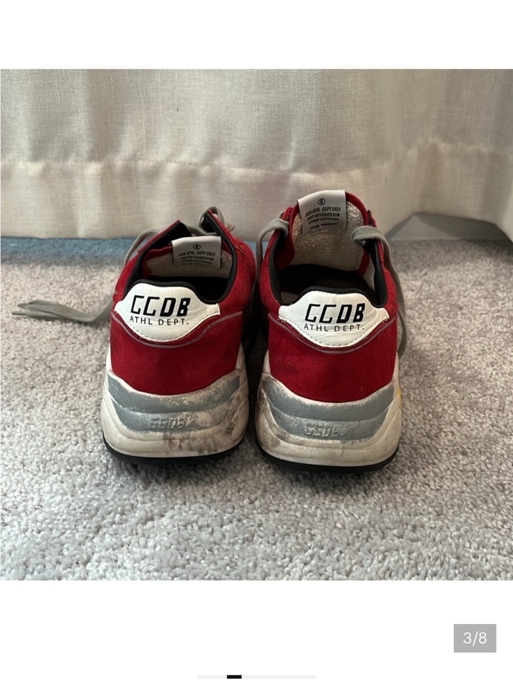 Golden GooseRunning-Red Athletic Sneakers with Gray Laces - Picture 3 of 5